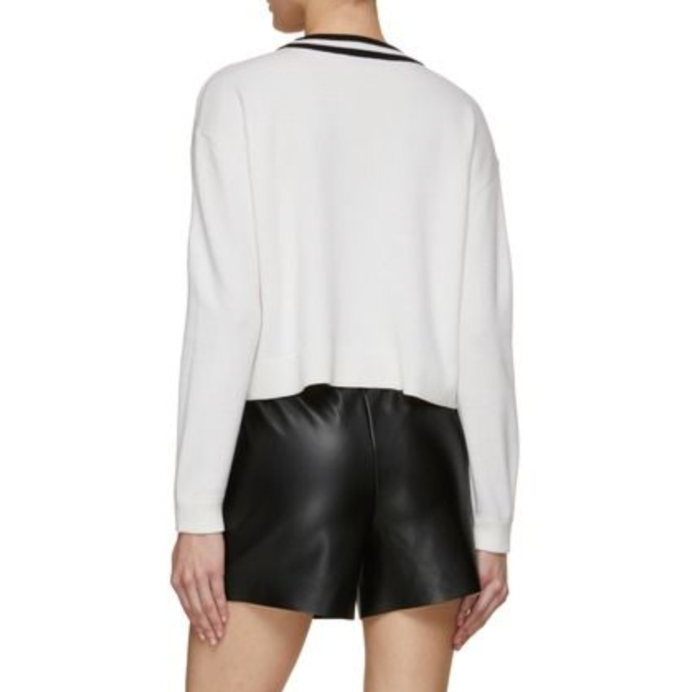 Alice + Olivia Gleeson Stace Face Boxy Sweater with Crystal Embellishments L - Picture 2 of 6